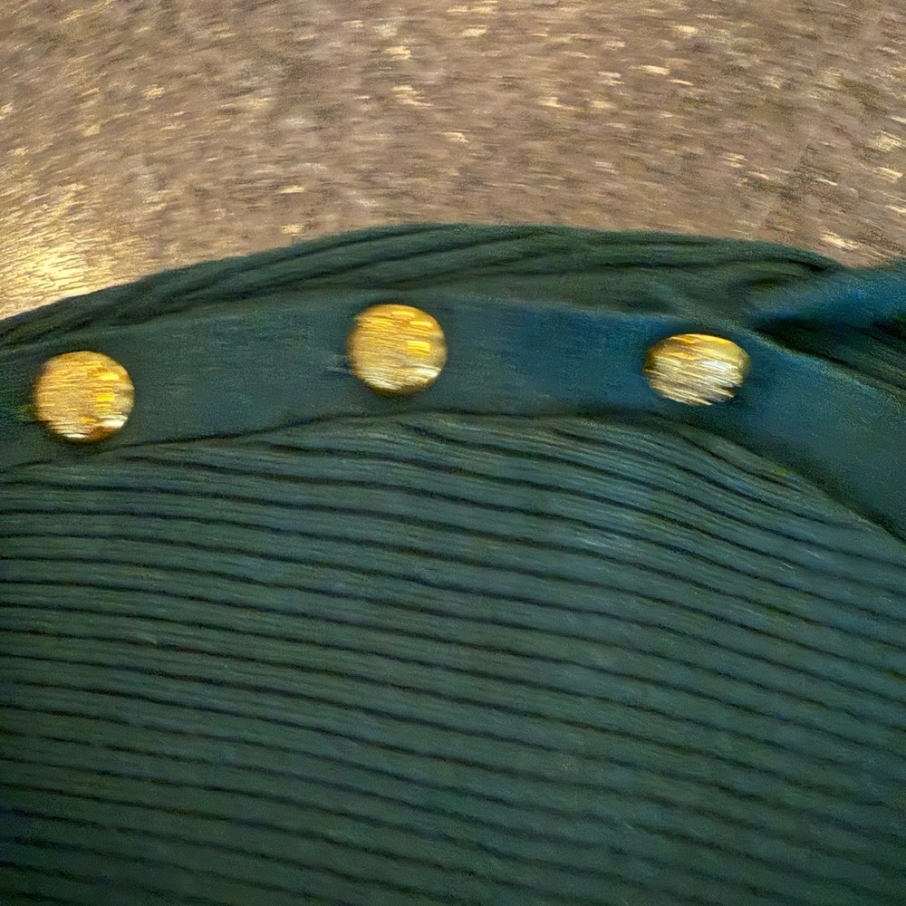 Ralph Lauren Dark Green Crewneck Sweater with Gold Button Detail - Picture 2 of 4